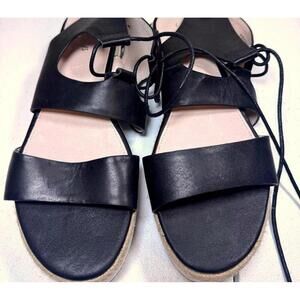 Stylish Black Leather Platform Sandals by Shellys